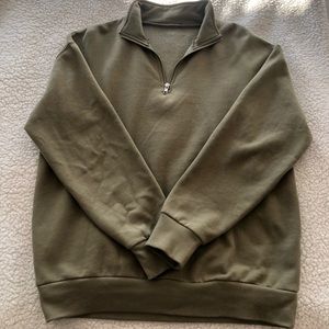 Dark Green Half-zip Crew Neck